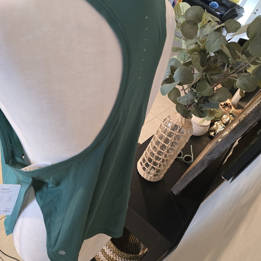 Athleta Women's Grid Knit Singlet Tank Trillium Green Yoga Athleisure L - Picture 8 of 10